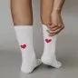 Preview: Socken rotes Herz weiss 39-42 - Eulenschnitt Artikelbild 1