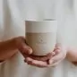 Preview: Stoneware mug "GLÜCKLICH" – handmade - Eulenschnitt