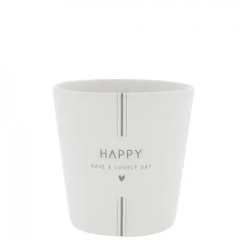 Becher "HAPPY - HAVE A LOVELY DAY" grau - Bastion Collections