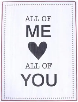 Cartello in metallo "ALL OF ME LOVES ALL OF YOU"