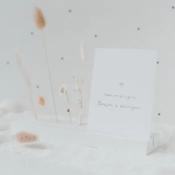 Présentoirs pour fleurs & cartes 25cm avec motif de coeur blanc - Eulenschnitt