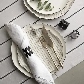 Dessert plates/Breakfast plates "stripes" black - Bastion Collections - Article Picture 2