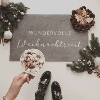 Doormat with text "WUNDERVOLLE Weihnachtszeit" 75x45cm – washable - Eulenschnitt
