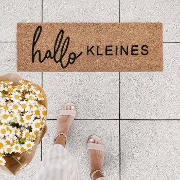 Doormat with text "hallo KLEINES" 75x25cm – coconut - Eulenschnitt
