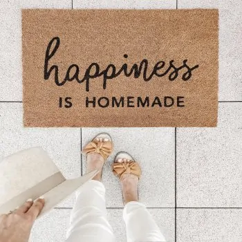 Doormat with text "happiness IS HOMEMADE" 75x45cm – coconut - Eulenschnitt