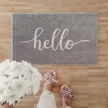 Doormat with text "hello" gray 75x45cm – washable - Eulenschnitt - Article Picture 1