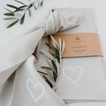 Linen Tea towel Heart Set of 2 - Eulenschnitt