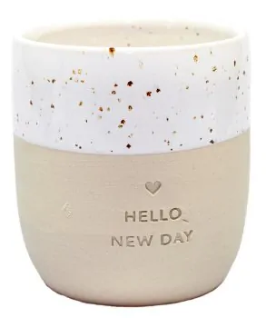 Stoneware mug "HELLO NEW DAY" – handmade - Eulenschnitt - Article Picture 2