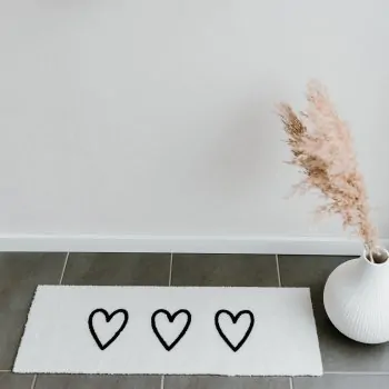 Doormat hearts cream 75x25cm – washable - Eulenschnitt