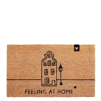 Fussmatte mit Spruch "FEELING AT HOME" 75x45cm - Kokos - Bastion Collections