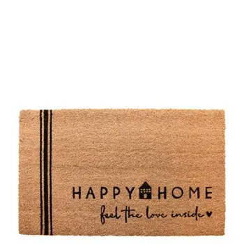 Fussmatte mit Spruch "HAPPY HOME" 75x45cm - Kokos - Bastion Collections