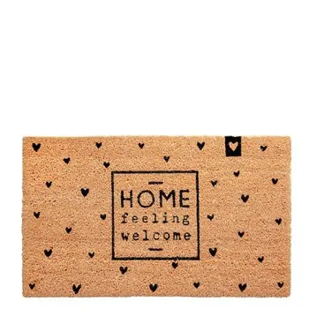 Zerbino con scritta "HOME – feeling welcome" 75x45cm – cocco - Bastion Collections