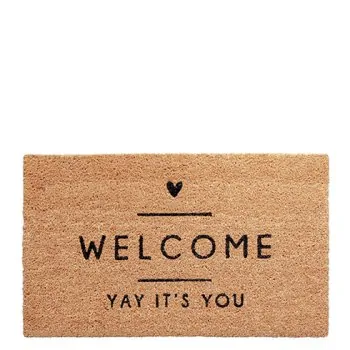 Fussmatte mit Spruch "WELCOME - YAY IT'S YOU" 75x45cm - Kokos - Bastion Collections