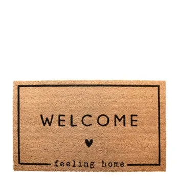 Fussmatte mit Spruch "WELCOME - feeling home" 75x45cm – Kokos - Bastion Collections