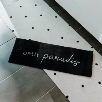Fussmatte mit Spruch "petit paradis" schwarz 75x25cm - waschbar - Eulenschnitt Artikelbild 3