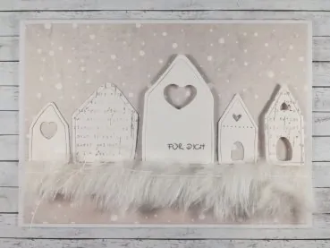 Greeting card houses "Für dich" - handmade