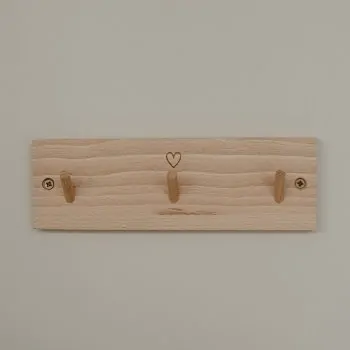 Wooden rack with hooks heart 23cm - Eulenschnitt