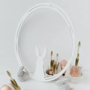 Wooden wreath bunny white - Eulenschnitt