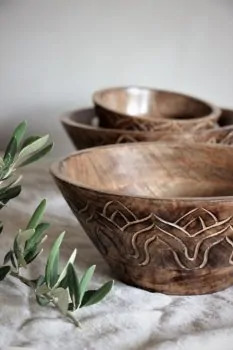 Wooden bowl "Fleur" Design 1 large - Majas Cottage