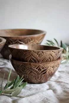 Wooden bowl "Fleur" Design 1 small - Majas Cottage