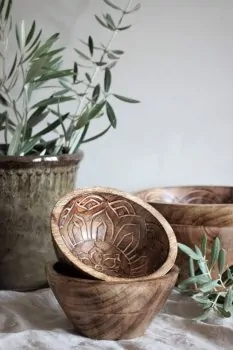 Wooden bowl "Fleur" design 2 small - Majas Cottage