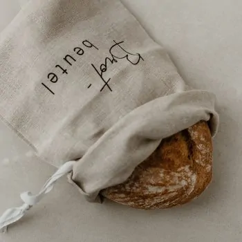 Leinenbeutel mit Schriftzug "Brotbeutel" schwarz - Eulenschnitt Artikelbild 3