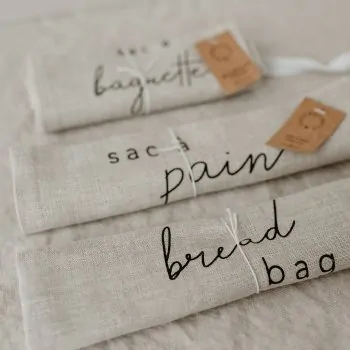 Linen pouch with writing "sac à baguette" - Eulenschnitt - Article Picture 3