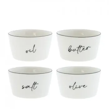 Mini bowls "oil, butter, salt, olive" black set of 4 - Bastion Collections - Article Picture 1