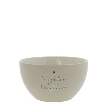 Cereal bowls "Laughter Love Happiness" beige - Bastion Collections