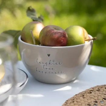 Cereal bowls "Laughter Love Happiness" beige - Bastion Collections - Article Picture 2