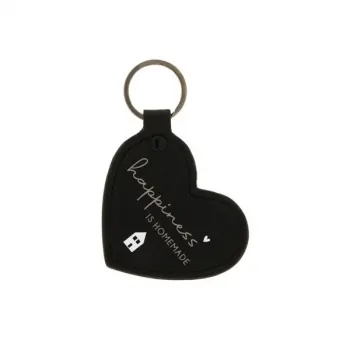 Porte-clés noir "happiness is homemade" - Bastion Collections