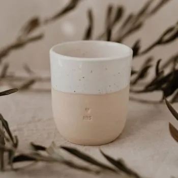 Stoneware mug "HIS" - handmade - Eulenschnitt