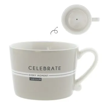 Tasse "Celebrate every moment with love" grand beige - Bastion Collections - Photo de l'article 1