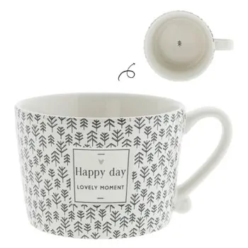 Cup "Happy day – lovely moment" big black - Bastion Collections