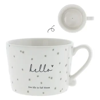 Cup "hello – live life in full bloom" large beige - Bastion Collections - Article Picture 1