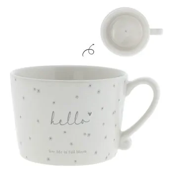 Tasse "hello – live life in full bloom" grande grise - Bastion Collections - Photo de l'article 1
