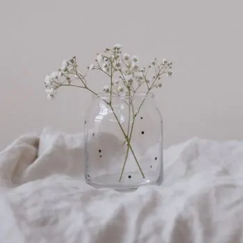Vase aus Glas Punkte klein schwarz - Eulenschnitt