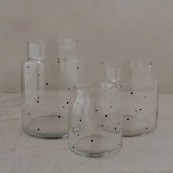 Vase of Glass dots medium black - Eulenschnitt
