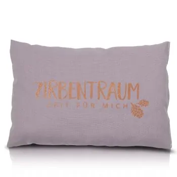 Swiss stone pine pillow "ZIRBENTRAUM – Zeit für mich" 30x20cm purple - herbalind