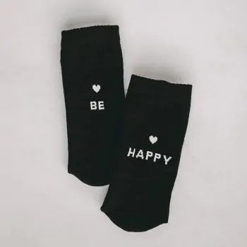 Socken "BE HAPPY" schwarz 35-38 - Eulenschnitt Artikelbild 2