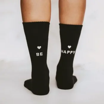 Socken "BE HAPPY" schwarz 35-38 - Eulenschnitt Artikelbild 4
