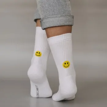 Socken gelbes Smiley weiss 39-42 - Eulenschnitt Artikelbild 1