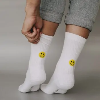 Socken gelbes Smiley weiss 39-42 - Eulenschnitt Artikelbild 3
