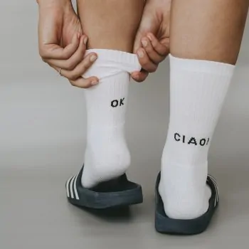 Socken "OK CIAO!" weiss 39-42 - Eulenschnitt Artikelbild 4