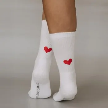 Socken rotes Herz weiss 35-38 - Eulenschnitt Artikelbild 1