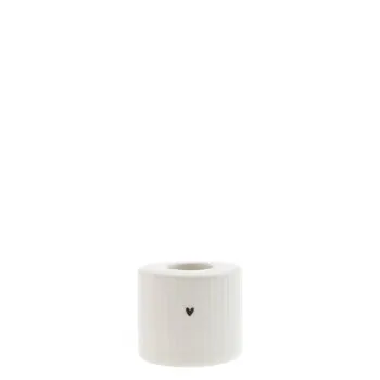Candlestick "heart" white round relief - Bastion Collections