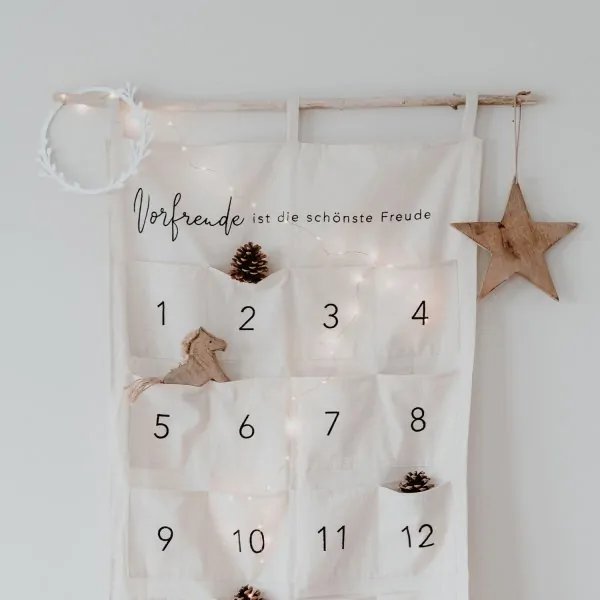 Advent calendar "Vorfreude ist die schönste Freude" 60cm créme - Eulenschnitt - Article Picture 1