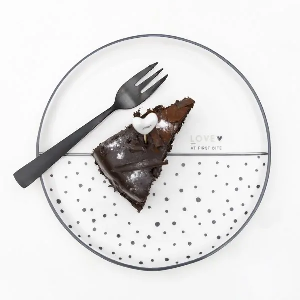 Piatto da dessert/piatto colazione "LOVE AT FIRST BITE" grande nero - Bastion Collections - Immagine dell'oggetto 2