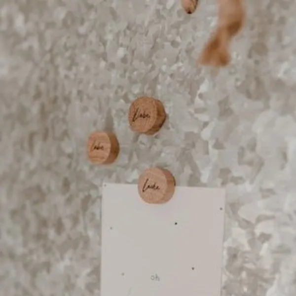 Wooden magnet "Lebe Liebe Lache" Set of 3 - Eulenschnitt