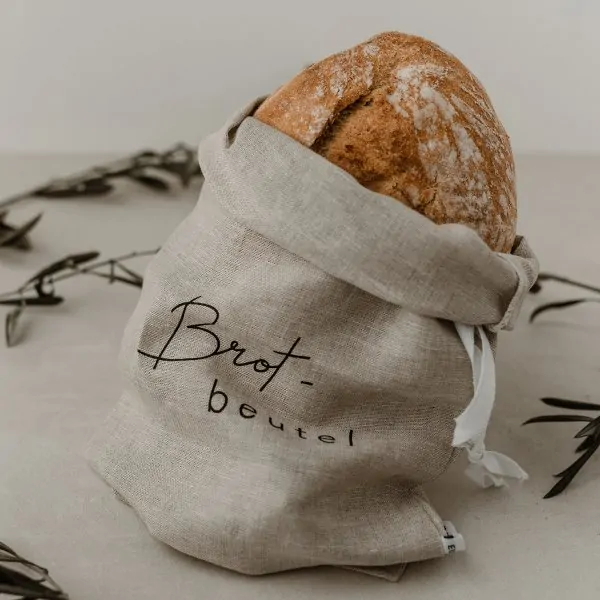 Leinenbeutel mit Schriftzug "Brotbeutel" schwarz - Eulenschnitt Artikelbild 1